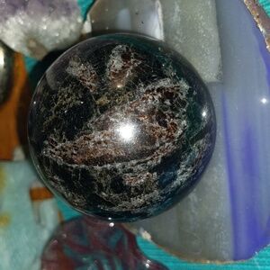 Astrophyllite Garnet pyrite sphere crystal meditation stone manifesting